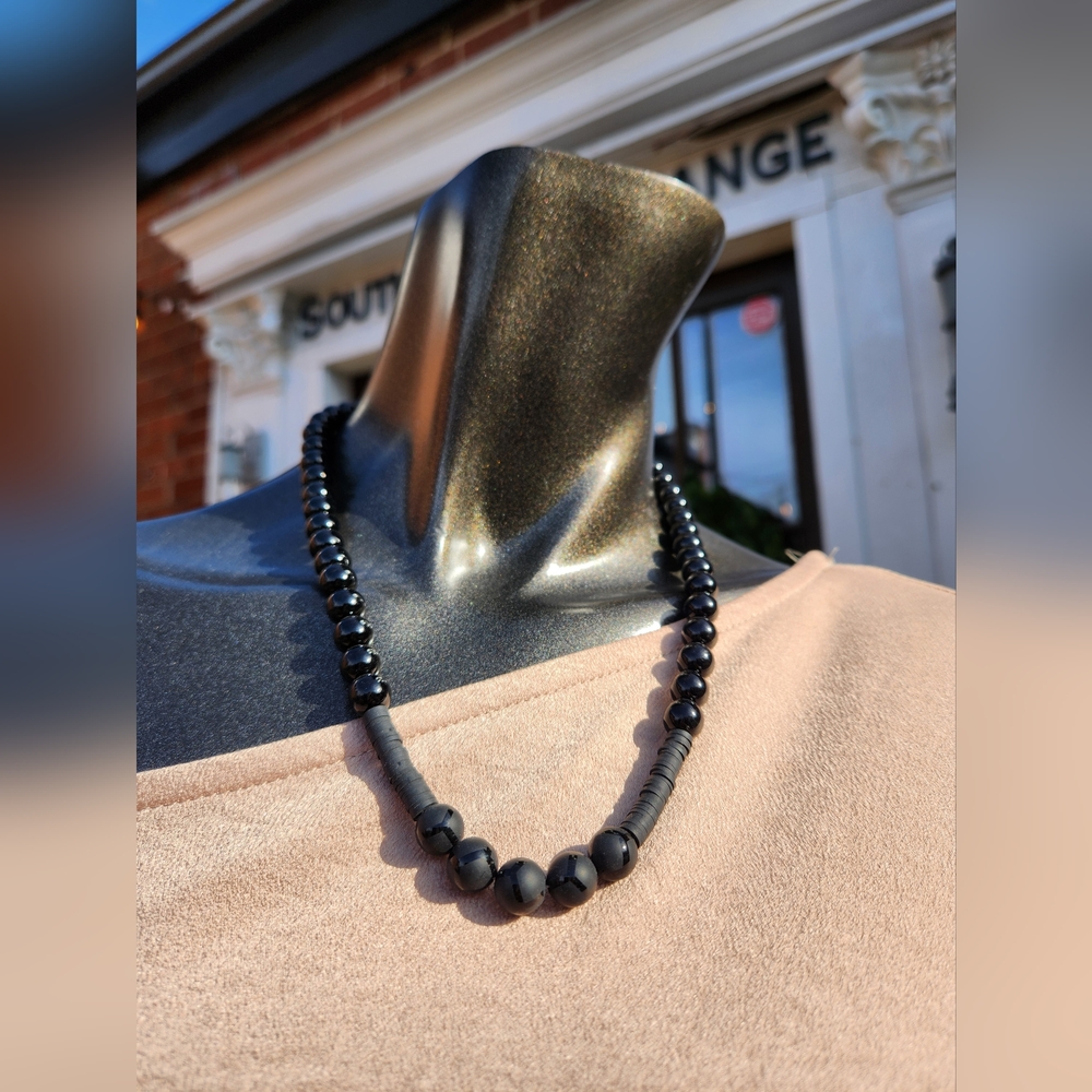 ♟️Unisex- Handcrafted Black Beaded Necklace - Only One Made♟️